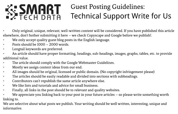 Guidelines of the Article – Technical Support Write for Us