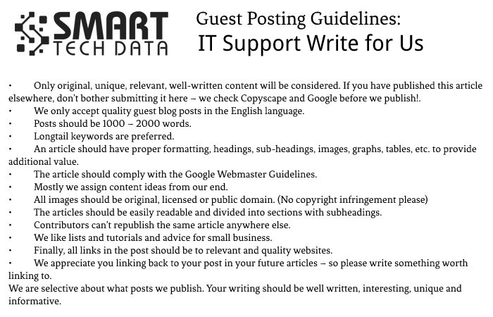 Guidelines of the Article – IT Support Write for Us