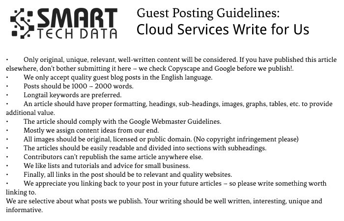 Guidelines of the Article – Cloud Services Write for Us